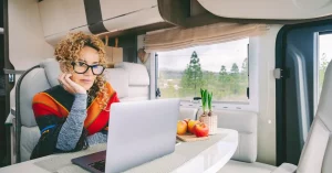 Digital nomad living in a campervan